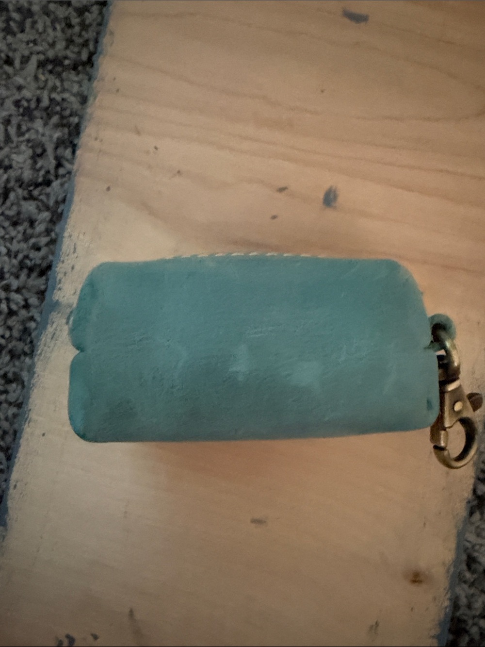 Teal Suede Key Pouch with Lobster Clasp Portland leather new